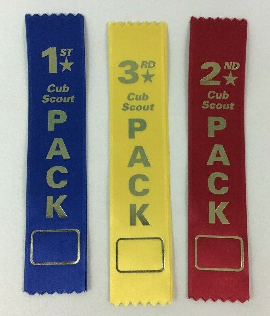 Boy Cub Scouts Pack Ribbons Blue 1st Red 2nd Yellow 3rd Award 15pc Lot