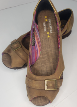 Skechers Originals Bikers Beige Peep Toe Slip On Shoes #47092 Womens Size 8 - $31.79