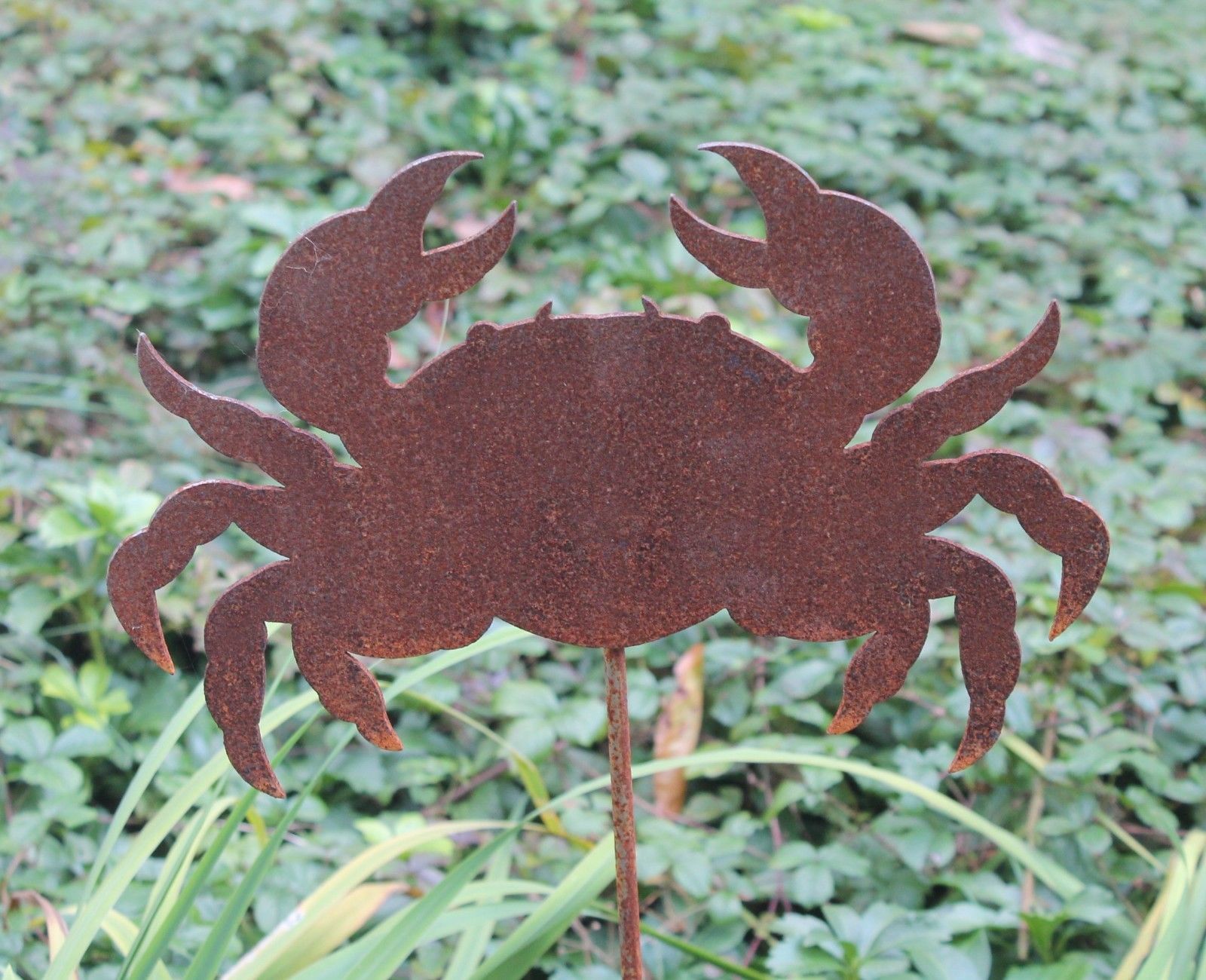 Rusty Crab Garden Stake Lawn Ornament Amish Made USA Primitive Rustic