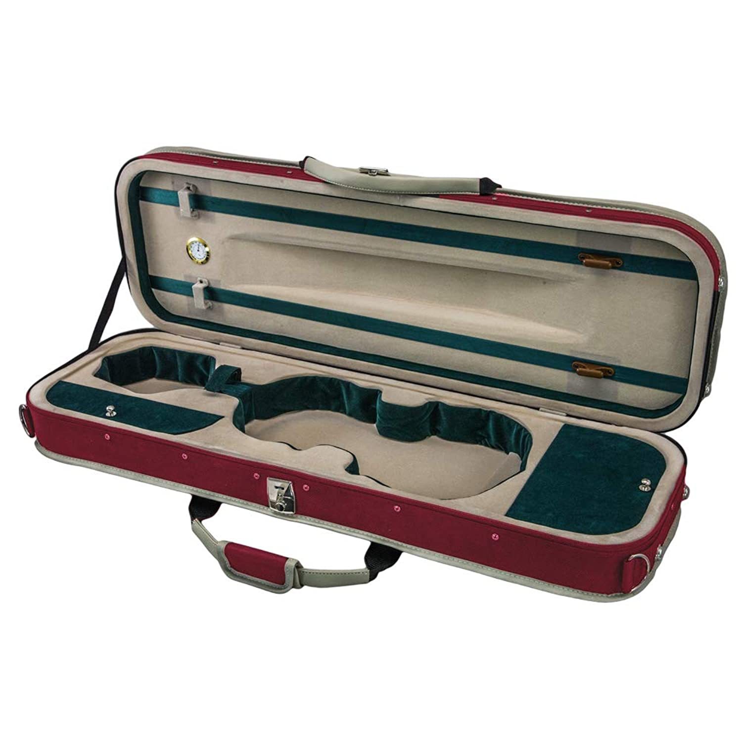 Sky 4/4 Full Size Violin Oblong Lightweight Case With Hygrometer Red/White Sport