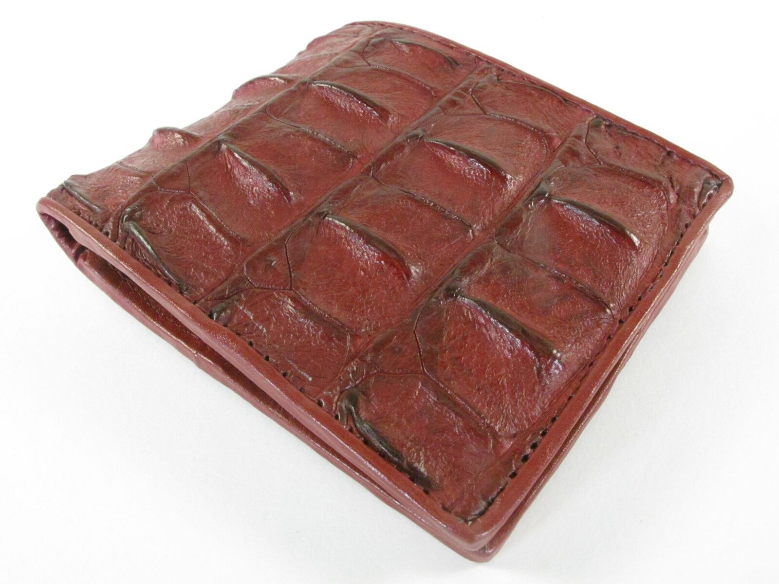 PELGIO Genuine Crocodile Backbone Skin Leather Men's Bifold Wallet