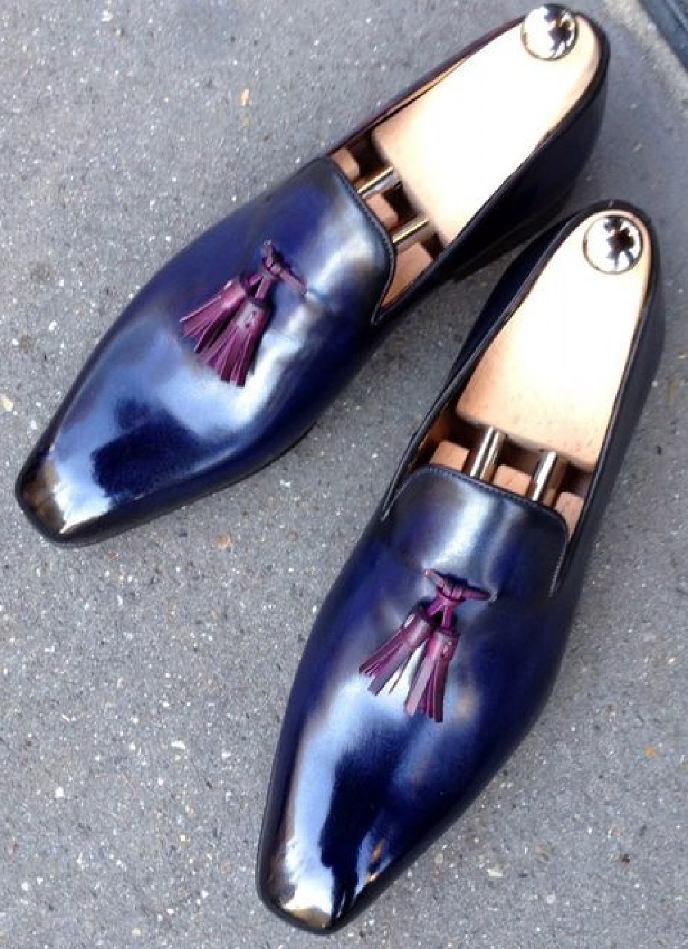 Splendid Shoes In Jewel Blue Patina Tassels LOAFER Style Original ...