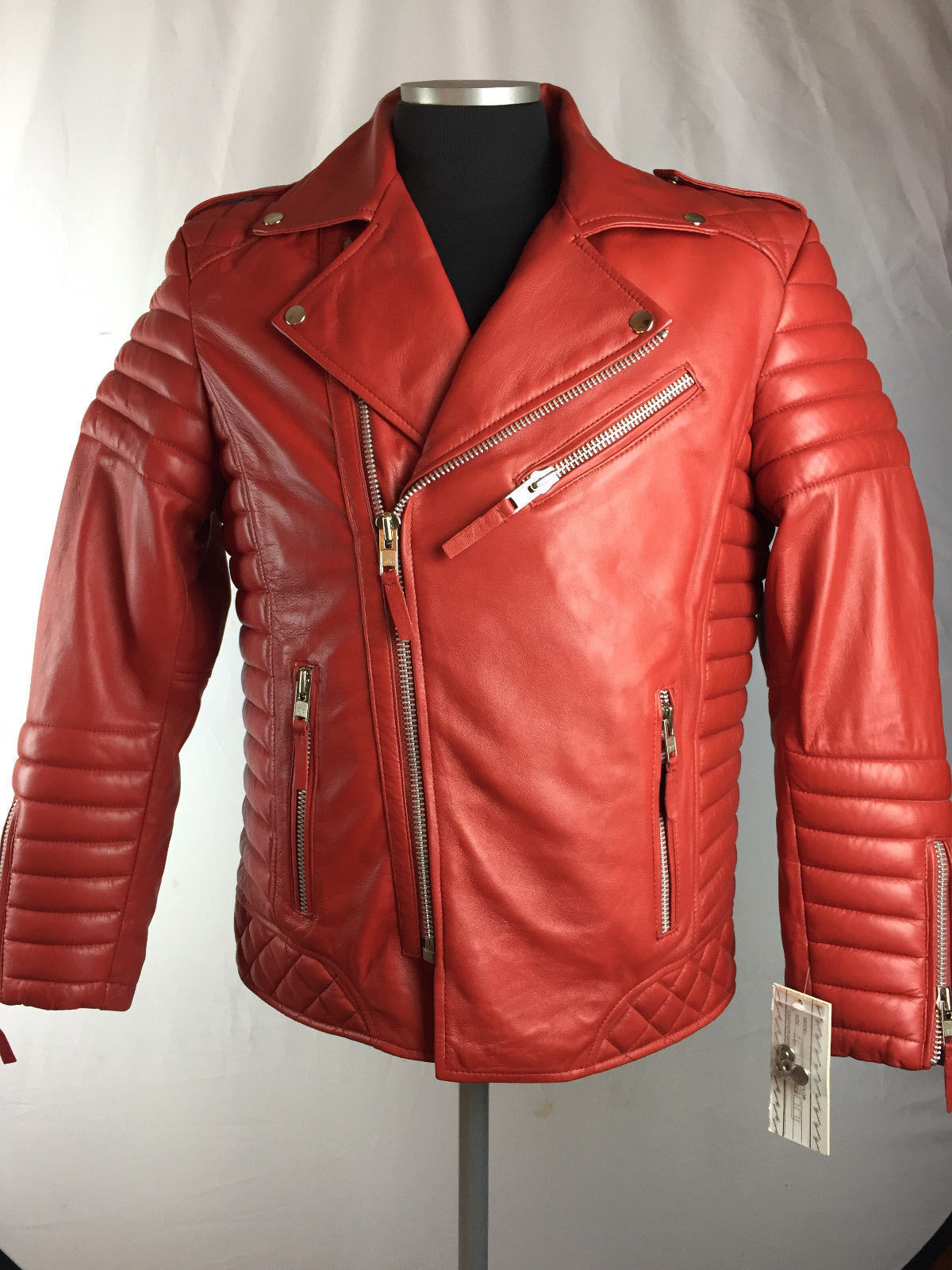 Mens Genuine Lambskin Leather Biker Jacket Motorcycle Style Red All Sizes Nwt Outerwear 