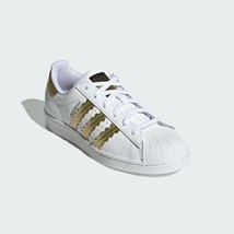 Adidas Originals Women&#39;s White Gold Classic SUPERSTAR Fashion Sneakers H... - $129.97