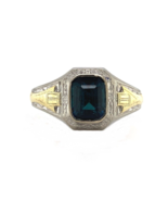 Art Deco 1.54ct Blue Genuine Natural Tourmaline 10k Gold Men&#39;s Ring (#J5... - $1,474.11