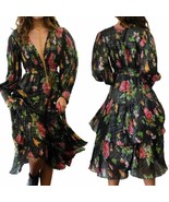 NWT Barok Paris Floral Pleated Long Sleeve Midi Dress Size S - $140.02