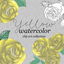 Yellow Watercolor Rose Hand Drawn Collection/PNG Clip Art/Sublimation/Comme - $4.99