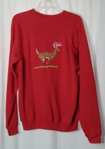 Hanes Mens Vtg 80s Christmas Sweatshirt Sz XL 46-48 Red w/Embroidered Reindeer - $32.99
