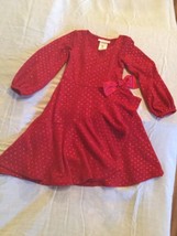 Valentines Day Bonnie Jean dress Size 6 ruffles glitter bow long sleeve red - $20.99