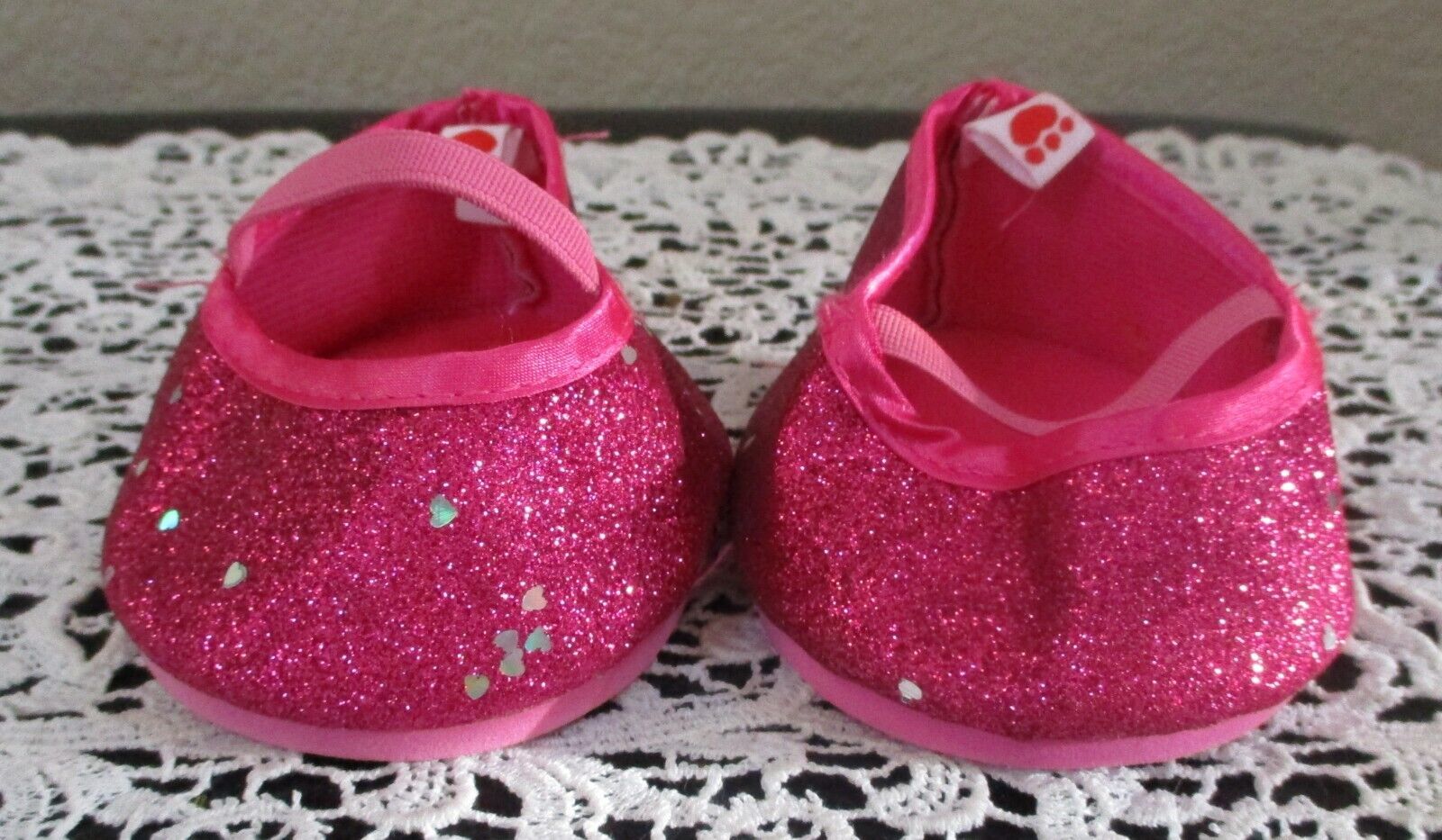 Primary image for Build A Bear Workshop Fuchsia Glitter Sparkle Slip On Mary Janes Shoes