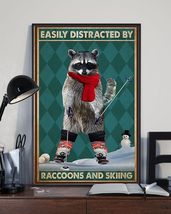 Skiing And Racccoons Vertical Canvas Painting - $49.99