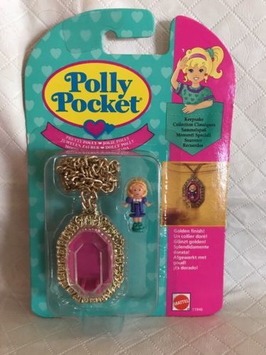 Primary image for vintage Polly Pocket Pretty Polly Locket Necklace NEW & SEALED MOC 1994 RARE