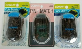 Conair Brunette Bobby Pins w/ Case 75 pc Lot of 3 #55308N Packaging May ... - $9.99