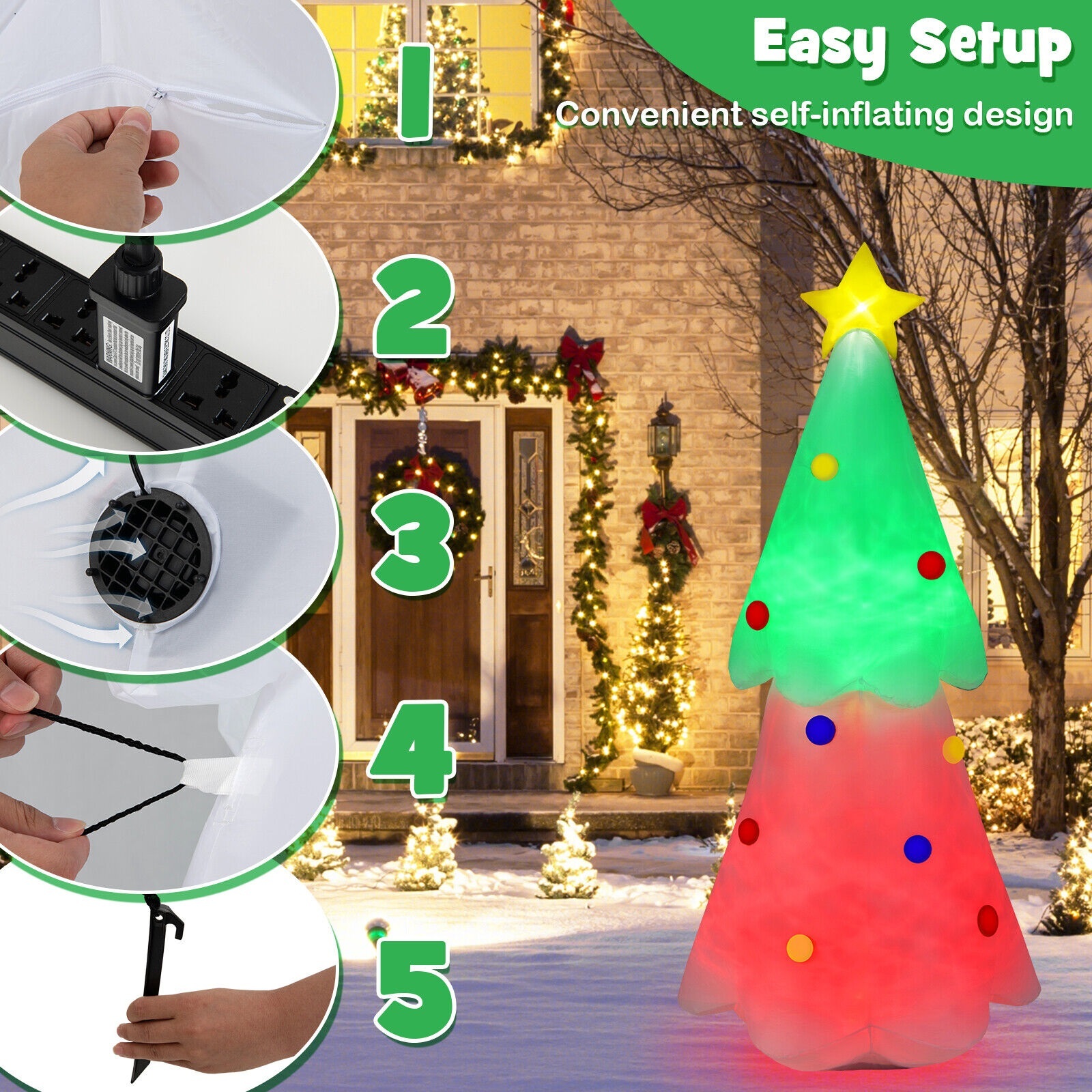 6.2 FT Inflatable Christmas Tree Blowup Xmas Tree with Topper Star