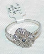 14k Sapphire Diamond Filigree Ring Antique design White Gold Sz 11.75 Ne... - $643.49