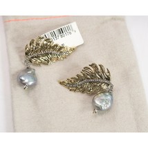 Alexis Bittar Gold Angel Wing Baroque Pearl Large Drop Earrings NWT - $162.86