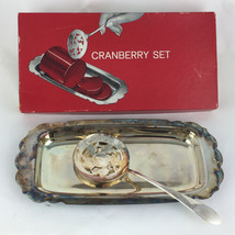 Cranberry Serving Set Dish Spoon Silver plate International Silver Co  R... - $25.99