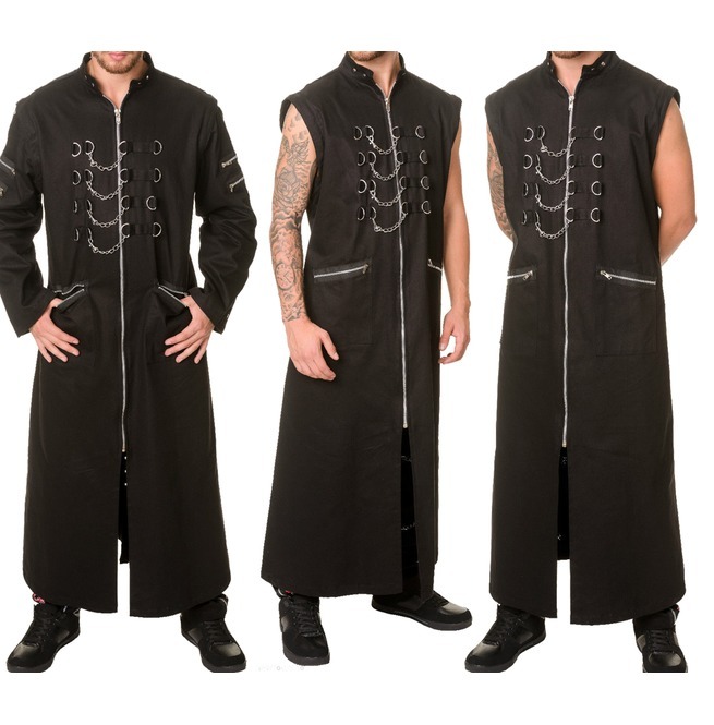 Men Hellraiser Coat Dead Threads Long Gothic Jacket Zip Studs Mens Punk Rock Coa