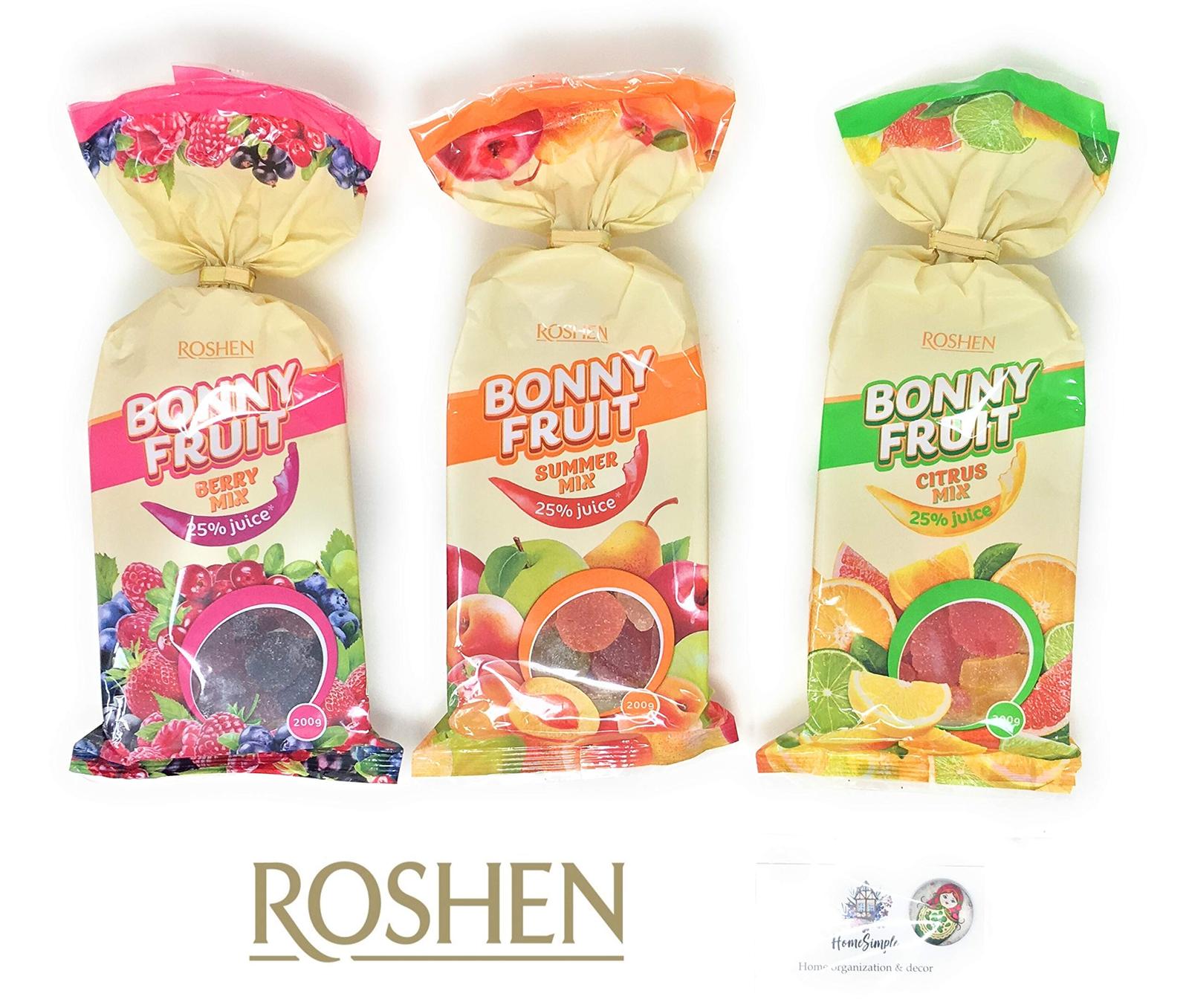 Fruit Gummies Dye Free Candy, Fruit Shaped Roshen Jelly Candy Bonny