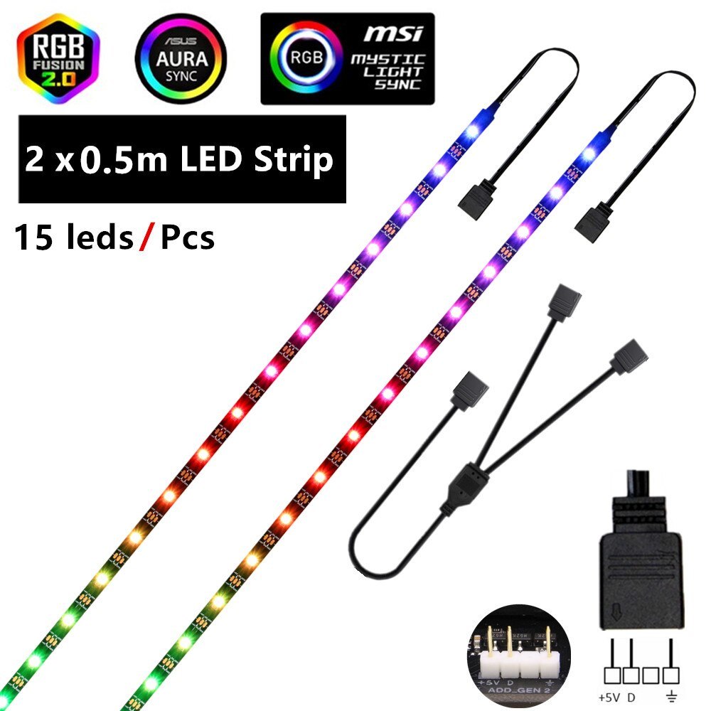 WS2812b RGB LED Strip 5V 3 Pin addressable LED headers PC for ASUS AURA
