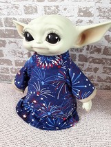 Outfit for 11" Mattel The Child baby yoda dolls. Custom fit in a blue cotton fla - $20.00