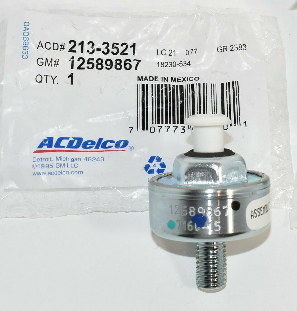 AC DELCO 2133521 PACK OF 2 ACDELCO GM KNOCK SENSOR 12589867 GUARANTEED Fuel Inject. Controls
