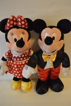 Disney Mickey &amp; Minnie Mouse Stuffed Plush Tuxedo Red White Dress EUC - $59.39