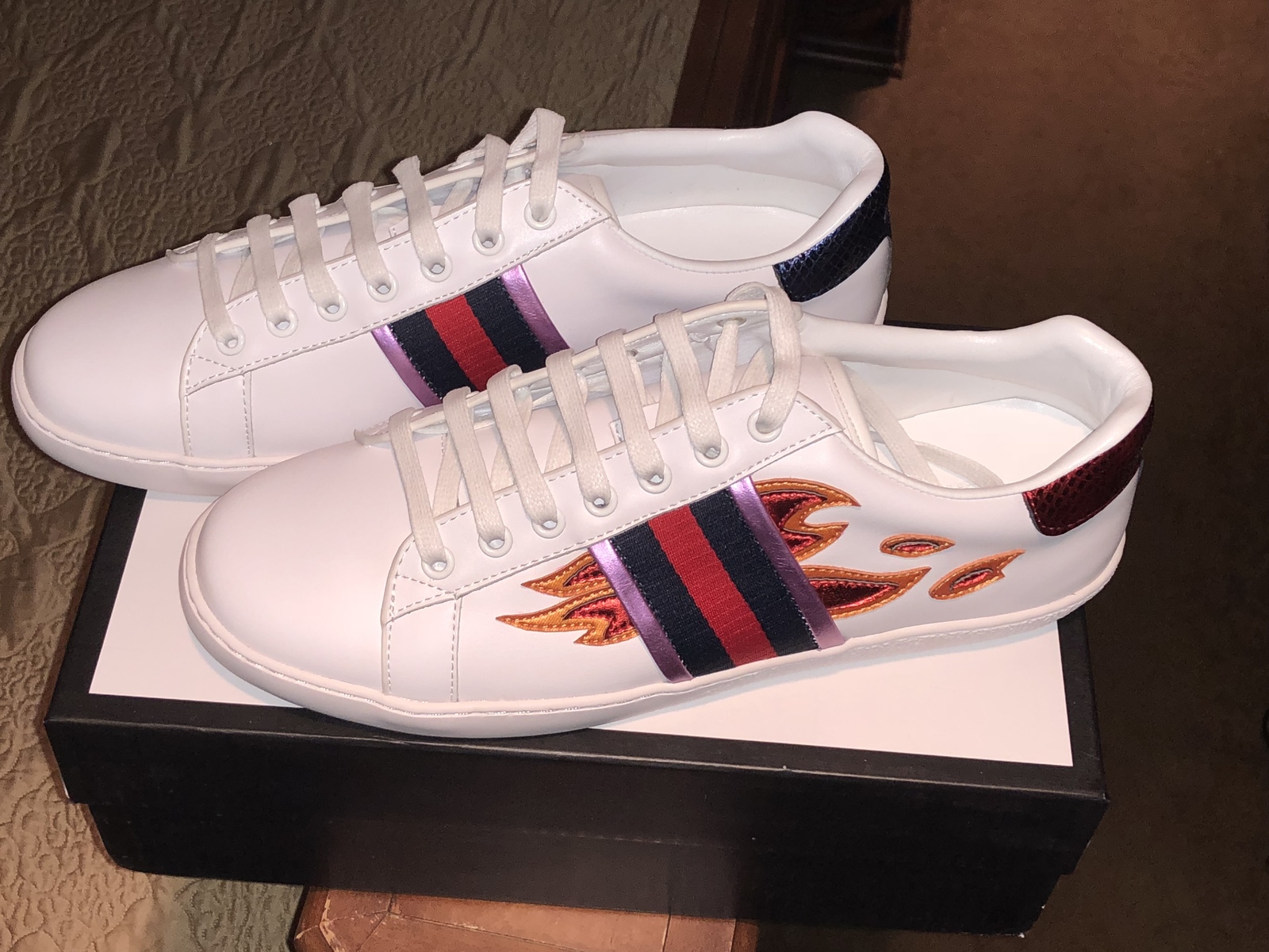 gucci ace sneaker with flames