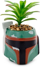 Star Wars Boba Fett Helmet 3-Inch Ceramic Planter With Artificial Succul... - $39.99