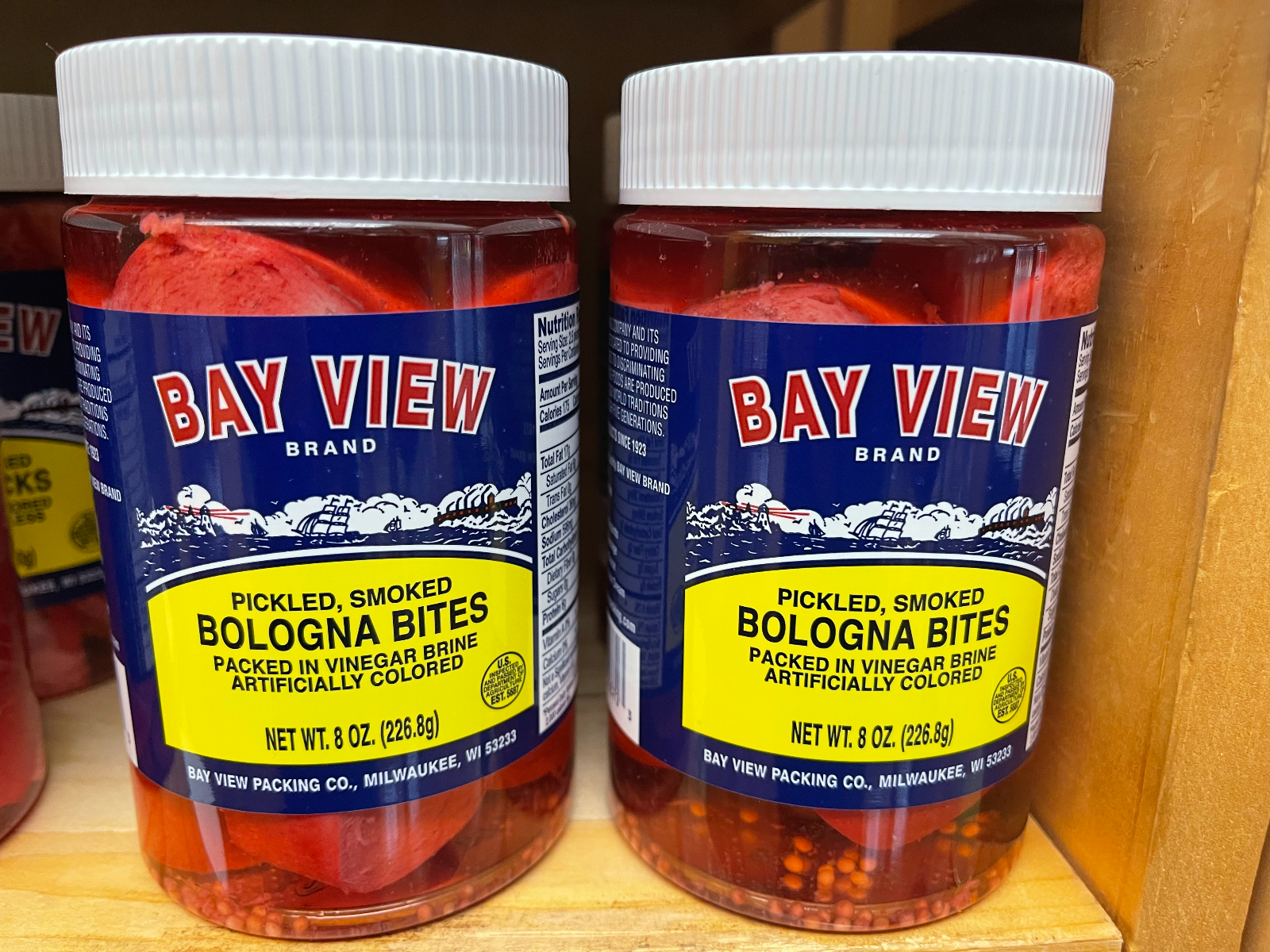 Pickled Smoked Bologna Bites 8 Ounce Jar Bar Tavern Food (2 Pack) Free Shipping