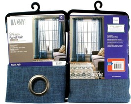 2 VCNY Home Blue Heathered 38" X 84" Blue Moonlight Grommeted 2 Ct Fabric Panels