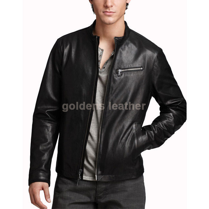 Image of New Men's Genuine Lambskin Leather Jacket Slim fit Biker Motorcycle jacket-B06