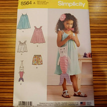 Simplicity 8564 Girls 3-8 Swing Sundress Top Shorts Cat Mermaid Purse Pattern - $7.63