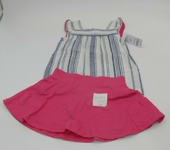 Summer Linen Outfit Carter Blue Striped Skort Pink Size 18 months NEW - $12.50