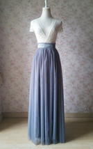 Gray High Waisted Long Tulle Skirt Custom Plus Size Bridesmaid Maxi Tulle Skirt