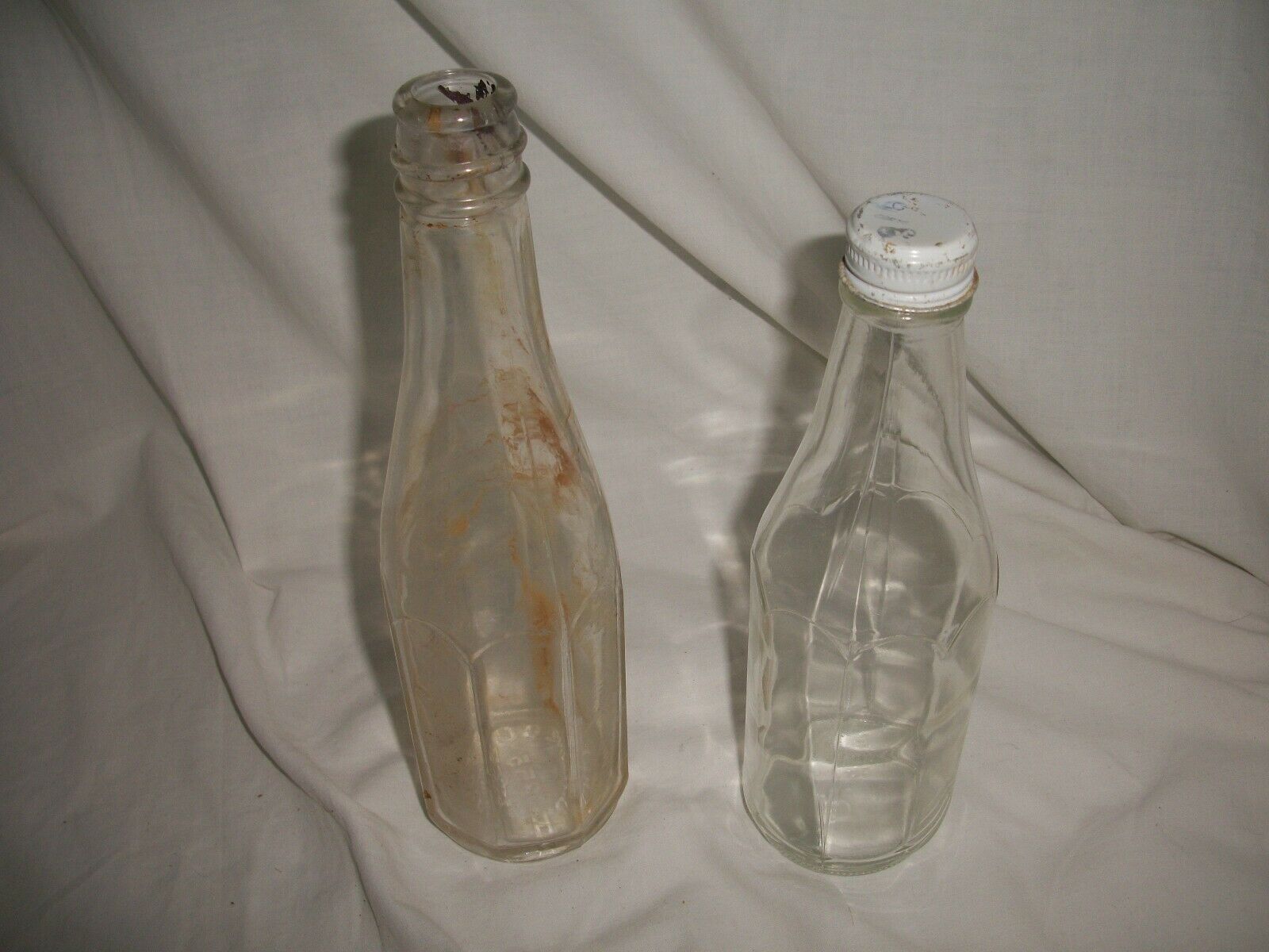 2 Vintage Antique H J Heinz Bottles 1 has # 255 On Bottom, Clear 2