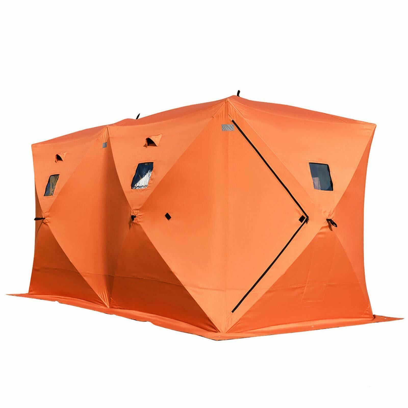 8 Person Ice Fishing Shelter, Pop-Up Portable Insulated Ice Fishing ...