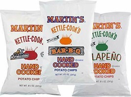 Martin&#39;s Kettle-Cook&#39;d Original, BBQ &amp; Jalapeno Potato Chips Variety 3-P... - $26.68