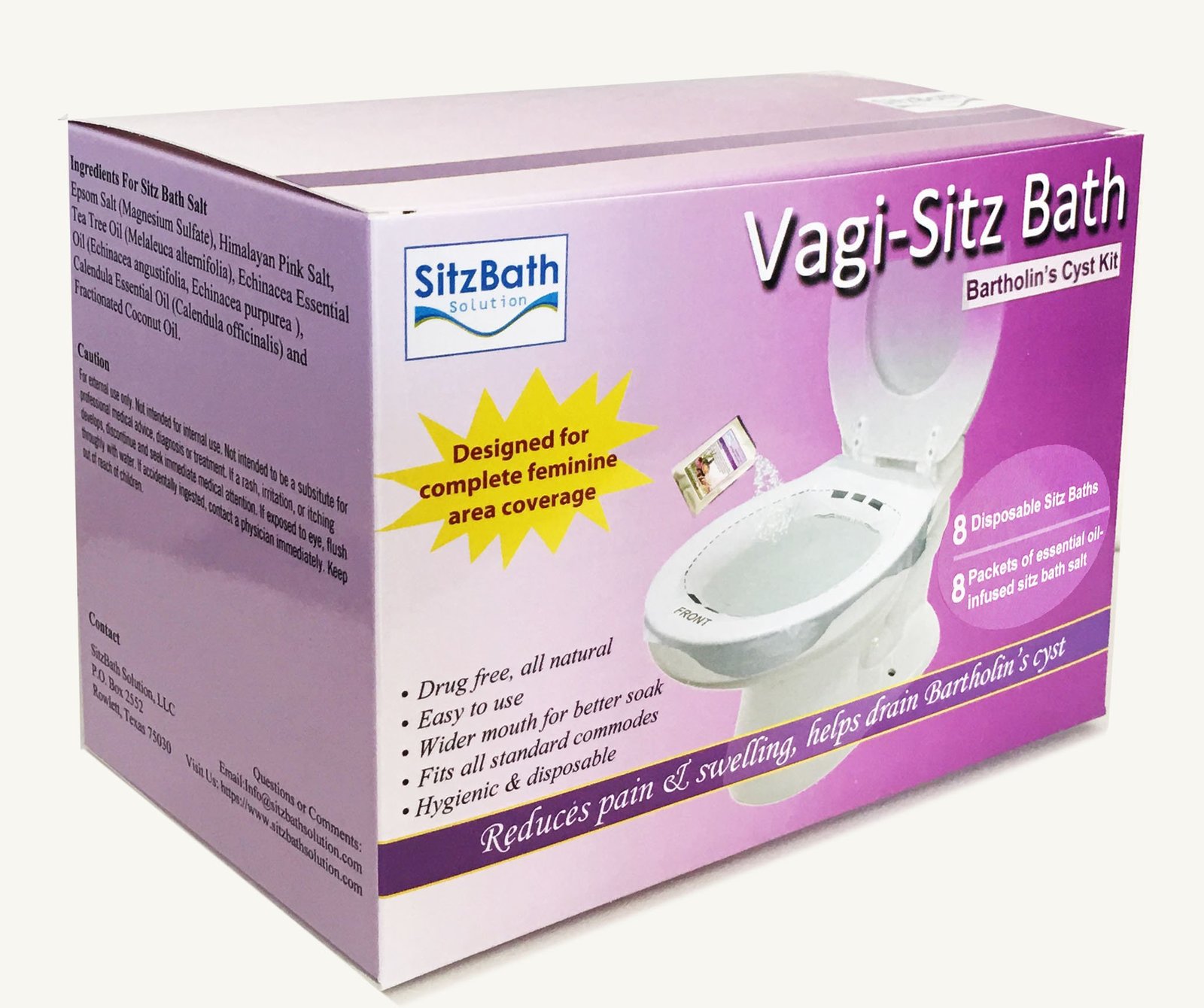Bartholin Cyst VagiSitz Bath Kit. Reduces Pain and Swelling, Helps