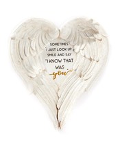 Angel Wings Wall Plaque With Sentiment Ceramic 8.5" High Antique White Memorial