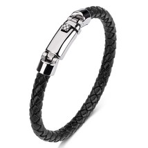Fashion  Leather celet Men Stainless Steel Buckle Charm Casual Bangles   Hand Je - $42.89