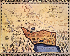 Bonanza 16x20 Canvas The Ponderosa Lake Tahoe Reno Map Nevada State Classic Tv - $69.99