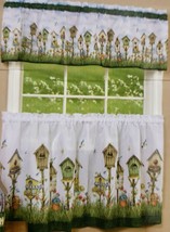 Printed Curtains Set:2 Tiers(58&quot;x36&quot;)&amp;Valance(58x13&quot;)BIRDS,HOME SWEET HO... - $19.79