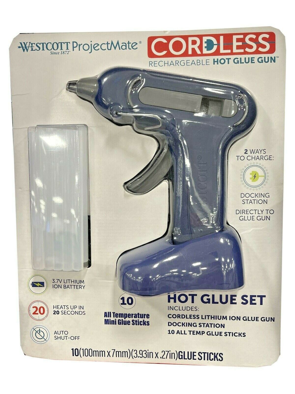 Westcott Cordless Rechargeable Hot Glue Gun Glue Guns & Sticks