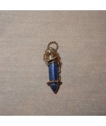 Lapis Lazuli Blue Gemstone Point Pendant Only Twisted Metal Decoration - $9.99