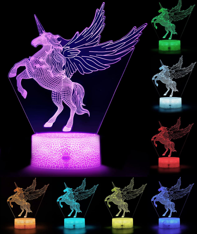 Unicorn Gifts Night Light For Girls LED 3D Night Light Lamp Bedroom Stocking NEW