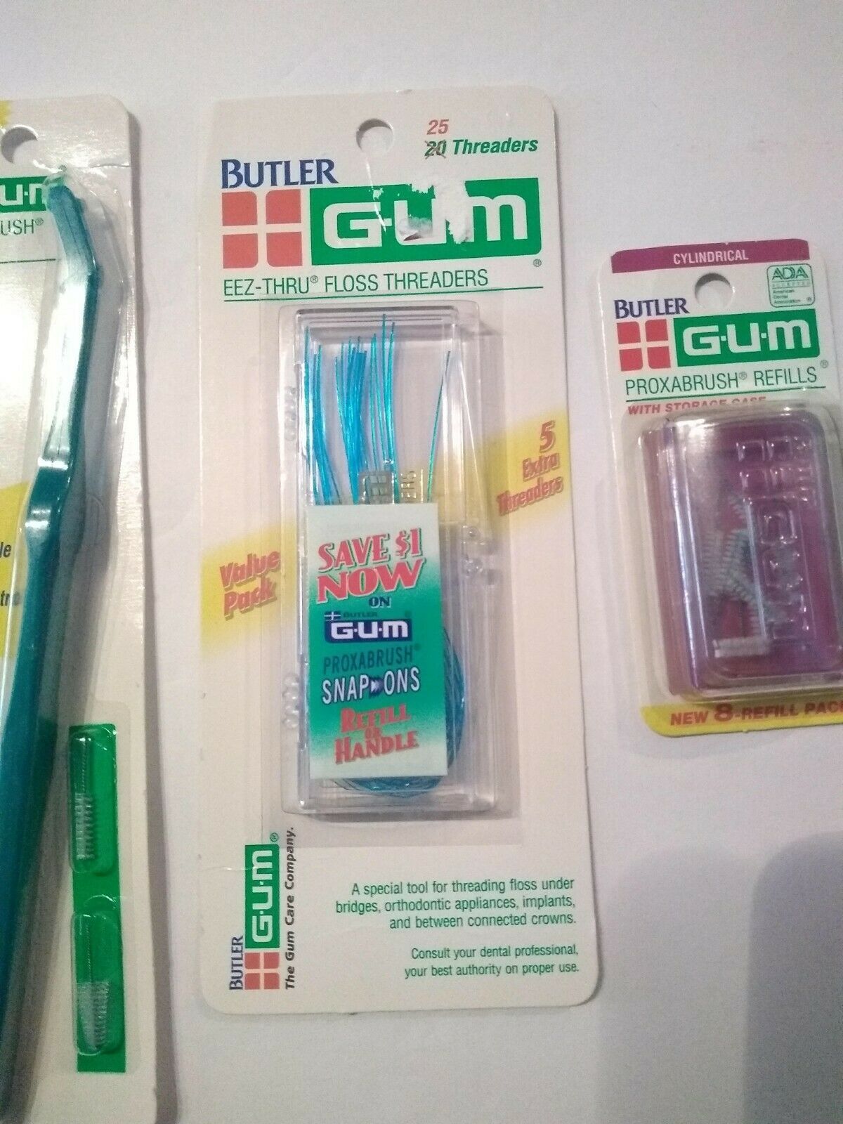 Vtg Butler GUM Proxabrush Handle EEZThru Floss Threaders & Proxabrush