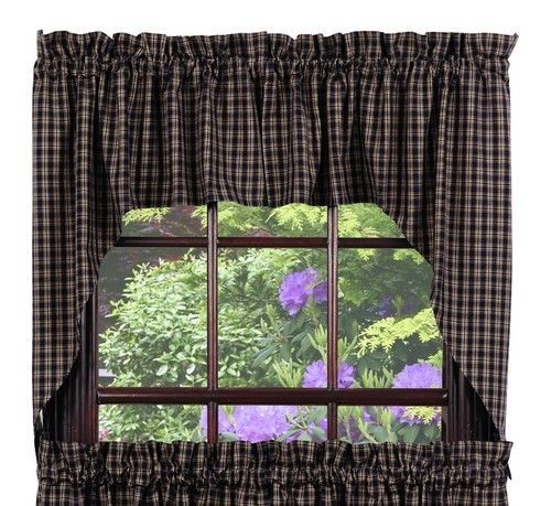 Primary image for Olivia's Heartland country cabin primitive Cambridge Navy blue Swag curtains set