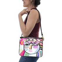 Colorful Abstract Art Faux Leather Slim Shoulder Bag Purse Handbag - $55.00