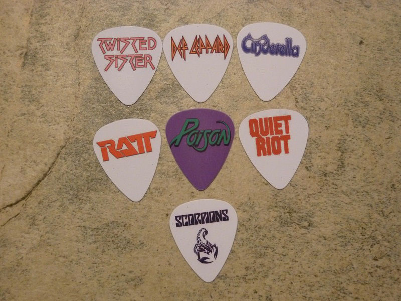 7 80's Rock band SINGLE SIDED PICTURE GUITAR PICKS